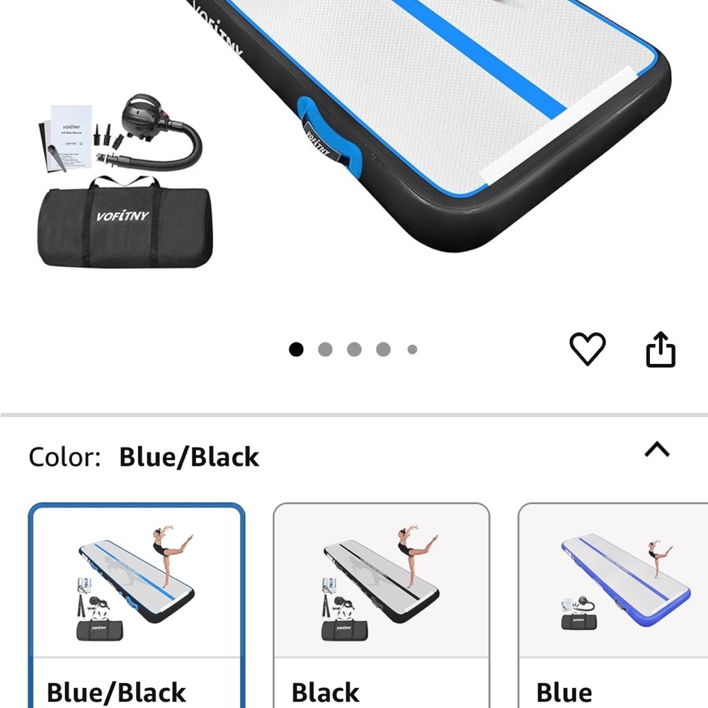 Amazon Blue and Black Inflatable Gymnastics Mat